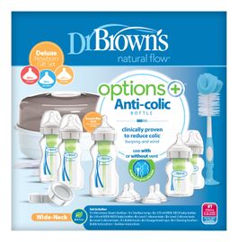 DR.BROWNS - Set de 5 biberoane Options+ gură largă pentru nou-născuți Deluxe plastic (AC167)