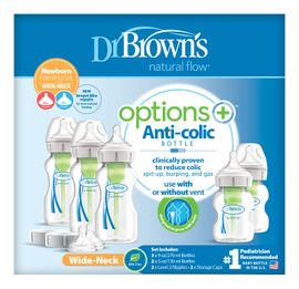 DR.BROWNS - Set de 5 biberoane Opțiuni+ gură largă nou-născut plastic (WB09600)