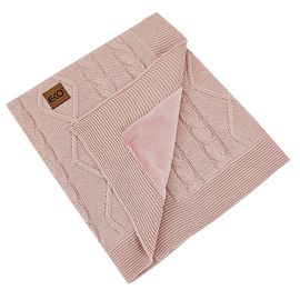 EKO - Pătură din cașmir cu căptușeală cu velur Rose Pink 100x80 cm