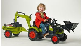 FALK - Tractor cu pedale 2040N Claas Arion 410 cu cupă, excavator ?i remorcă