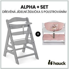 HAUCK - Alpha+ set 2în1 scaun din lemn, grey + husă Sweety