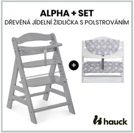 HAUCK - Alpha+ set 2în1 scaun din lemn, grey + husă Teddy grey
