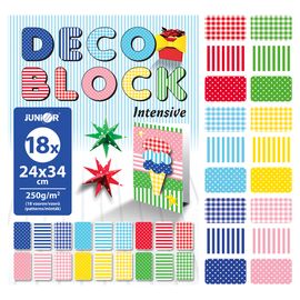 JUNIOR - Bloc de hârtie pentru decorare - desen DECO BLOCK B4 24x34 cm, 250g (18 buc.) mix 6 modele/x3
