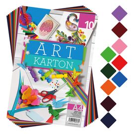 JUNIOR - Bloc de hârtie colorată - desen ART CARTON A4 250g (10 buc.) mix 10 culori