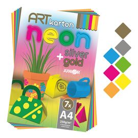 JUNIOR - Bloc de hârtie colorată - desen ART CARTON NEON A4 250g (7 buc.) mix 7 culori