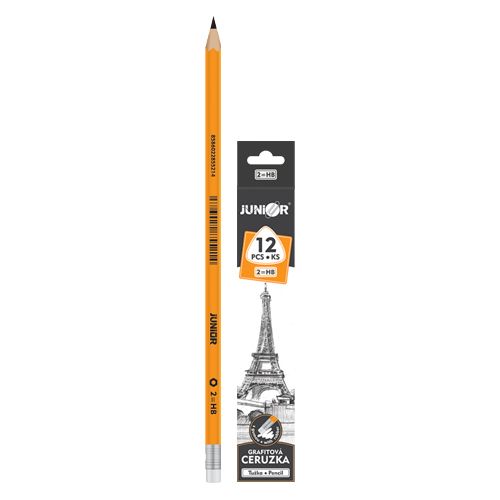 JUNIOR - Creion grafit/hexagonal cu gumă de șters nr. 2/HB