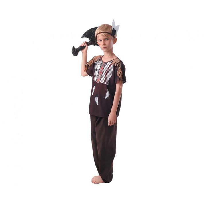JUNIOR - Costum pentru copii indian (coafură, cămașă, pantaloni), mărimea 120/130 cm
