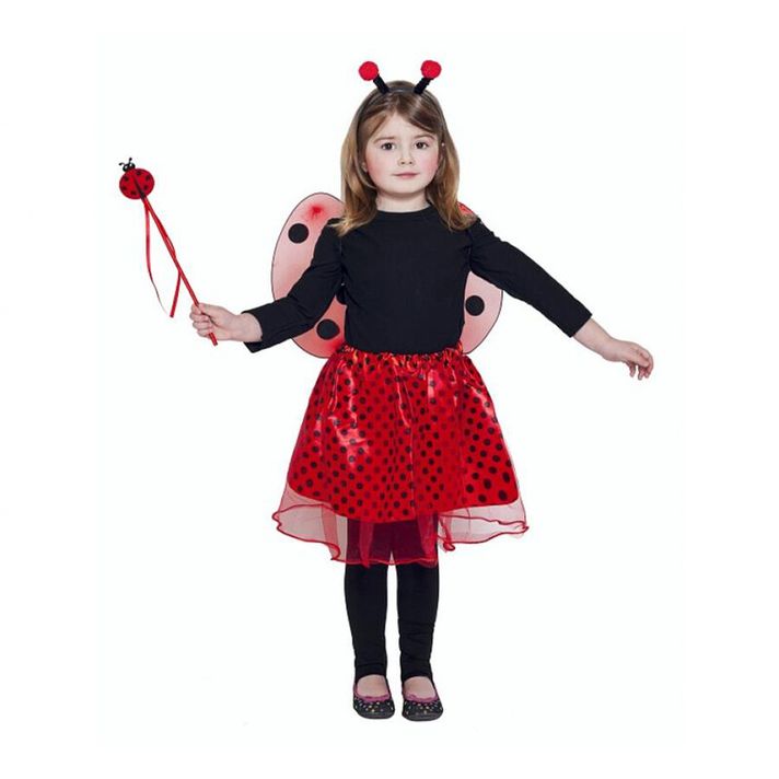 JUNIOR - Costum pentru copii Buburuză (fustă, aripi, bentiță, baghetă), mărimea 90 - 120 cm.