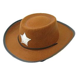 JUNIOR - Pălărie de cowboy cu stea, maro, mărimea S