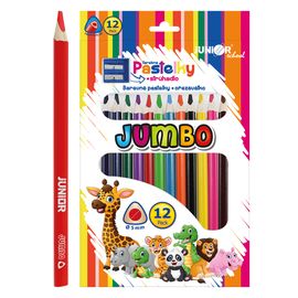 JUNIOR - Creioane colorate triunghiulare JUMBO Ocean World 12 bucăți + ascuțitor de creioane
