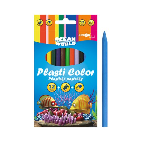 JUNIOR - Creioane de plastic Plasti Color Ocean World - set de 12