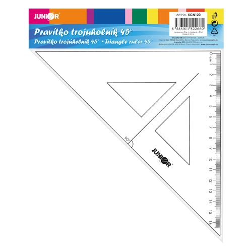 JUNIOR - Riglă triunghiulară cu linie de rigla 16 cm, transparentă pe blister