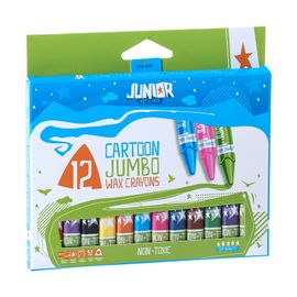JUNIOR - Creioane colorate de ceară triunghiulare jumbo set de 12 bucăți
