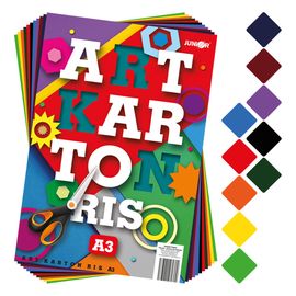JUNIOR - Dosare de hârtie colorată - desen ART CARTON RIS A3 250g (50 buc) mix 10 culori/x5