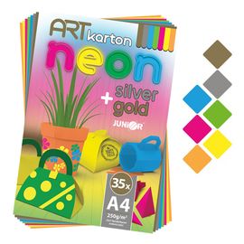 JUNIOR - Folder de hârtie colorată - ART CARTON RIS NEON A4 250g (35 buc.) mix 7 culori/x5