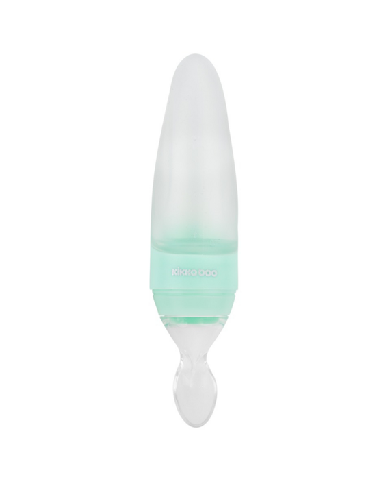 KIKKABOO - Sticlă de silicon cu lingură 90ml Rocket Mint