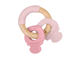 KIKKABOO - Dispozitiv de dentitie din silicon si lemn - Keys Pink