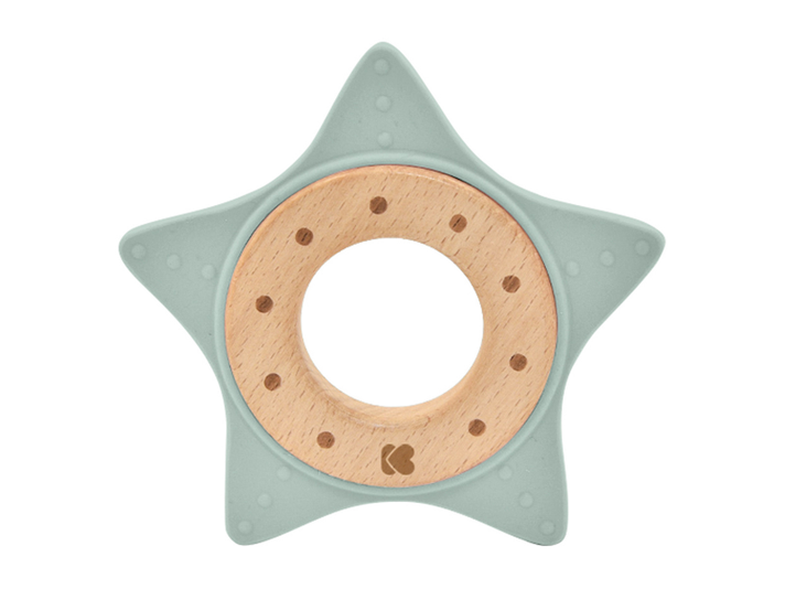 KIKKABOO - Dispozitiv de dentitie din silicon si lemn - Star Mint