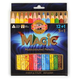 KOH-I-NOOR - Creioane colorate triunghiulare "MAGIC 3408" cu cerneală multicoloră set 12+1 buc.