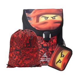 LEGO BAGS - Ninjago Red Easy - servietă școlară, set de 3 piese