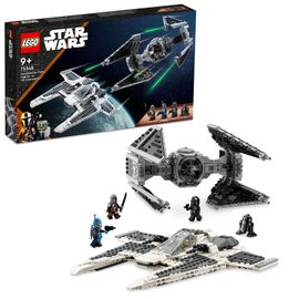 LEGO - Luptător din clasa Mandalorian Fang Star Wars 75348 versus TIE Interceptor