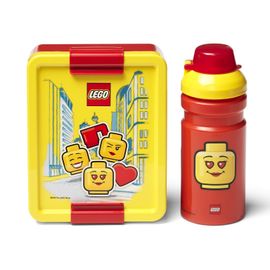 LEGO STORAGE - ICONIC Girl, set de gustări (sticlă și cutie) - galben/roșu
