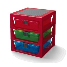 LEGO STORAGE - organizator cu trei sertare - rosu