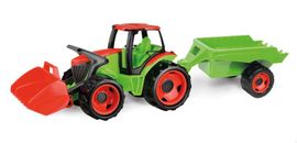 LENA - Tractor cu lingură și cărucior, roșu și verde