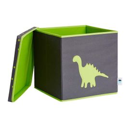 LOVE IT STORE IT - Cutie de depozitare pentru jucării cu capac - gri, dinozaur verde