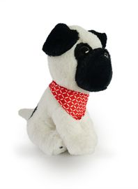 MAC TOYS - Câine de pluș, 21 cm, alb
