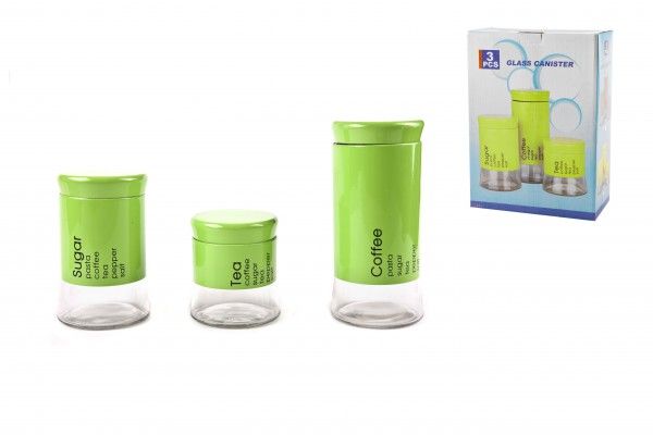 MAKRO - Set de containere 3 buc. sticlă+plastic artificial