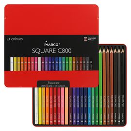 MARCO - Creioane colorate pătrate Square C800 - set de 24 de bucăți în cutie.