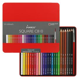 MARCO - Creioane colorate pătrate Square C810 pentru acuarelă - set de 24 buc. în cutie