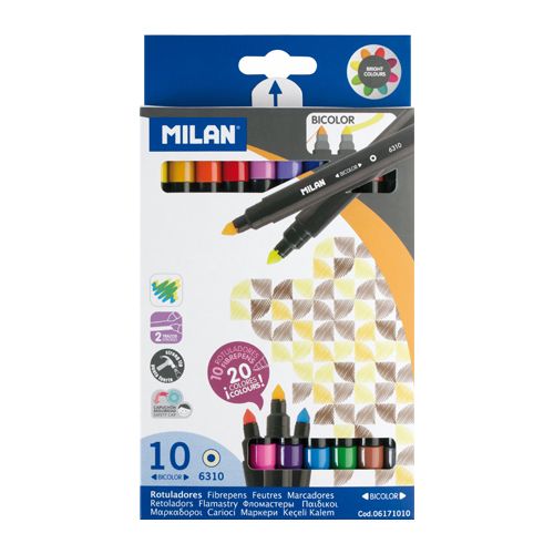 MILAN - Markere cu două fețe de 0,5 mm - set de 10