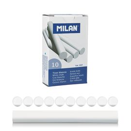 MILAN - Cretă rotundă albă rotundă 10 bucăți praf redus