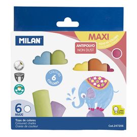 MILAN - Cretă rotundă colorată Dustless Maxi 6 buc - bliester