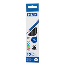 MILAN - Creioane triunghiulare Ergo Grip 12 buc, Black