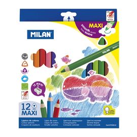 MILAN - Creioane colorate Maxi triunghiulare 12 buc. + trimmer