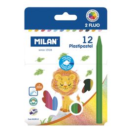 MILAN - Creioane colorate din plastic 10 buc + 2 buc FLUO