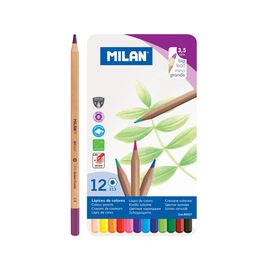 MILAN - Creioane colorate hexagonale 3,3mm / 12buc cutie metalică