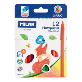 MILAN - Creioane colorate triunghiulare 10 buc. + 2x Fluo