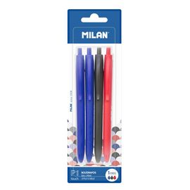 MILAN - Pix cu bilă P1 Touch 1,0 mm - set de 2 x pix albastru + negru + roșu