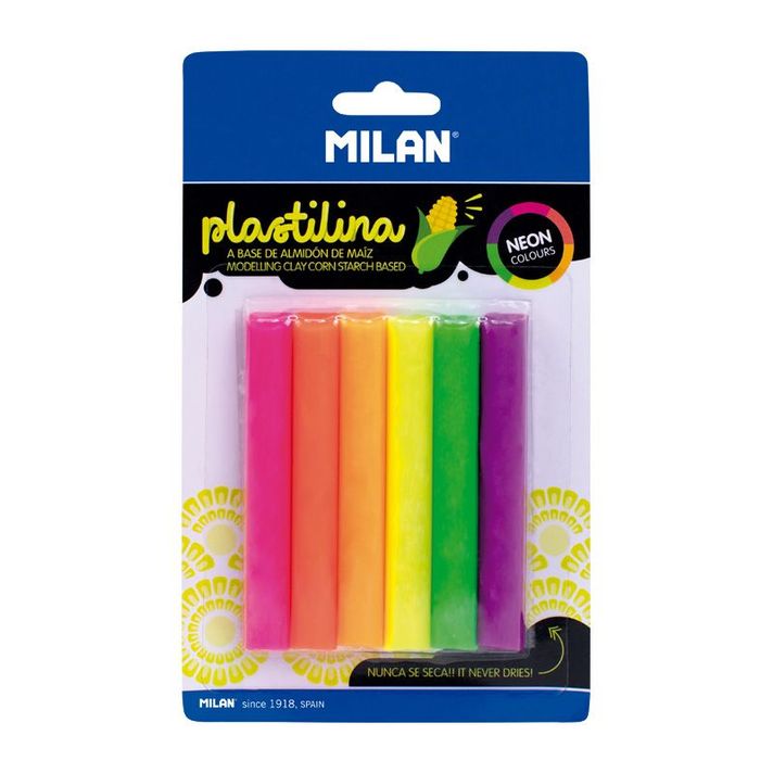 MILAN - Plastilină 6 bețișoare în culori neon 70 g
