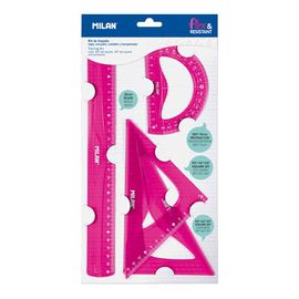 MILAN - Set de rigle "FLEX" flexibile, roz
