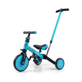 MILLY MALLY - Tricicleta pentru copii 4in1 Optimus Plus cu bară de ghidare albastru