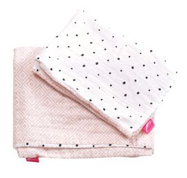 MOTHERHOOD - Cearșaf de pătuț din muselină de bumbac Pre-Washed Pink Squares 2-Piece