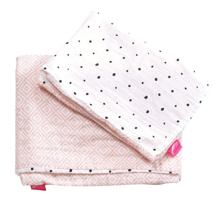 MOTHERHOOD - Cearșaf de pătuț din muselină de bumbac Pre-Washed Pink Squares 2-Piece