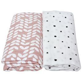 MOTHERHOOD - Premium Cotton Muslin Blanket and Wrap 2 buc Pink Classics 100x120 cm