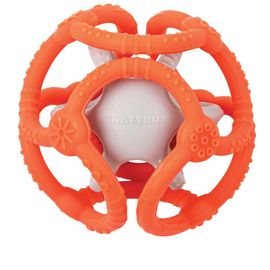 NATTOU - Teether 2in1 minge de silicon fără BPA 10 cm portocaliu-gri