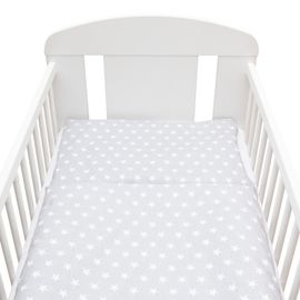NEW BABY - Lenjerie de pat din 2 piese 90/120 cm gri Stars alb